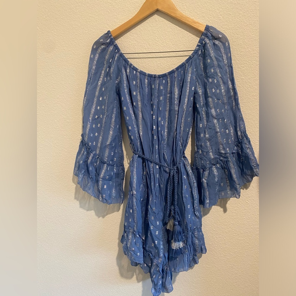 SAYLOR blue romper/ tassels